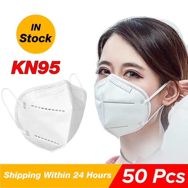 

50 Pcs KN95 Mask Anti Dust Safety Face Mask PM2.5 95% Filteration 3 Filter Bacterial Protective N95 Breathable Mouth Muffle Mask