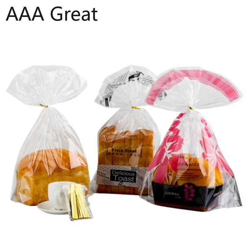 AAA Great 50 шт./партия, белая сумка, прозрачные цветы, печенья, упаковка, хлеб для тостов, пластиковые пакеты, Подарочная сумка, пакеты для выпечки хлеба