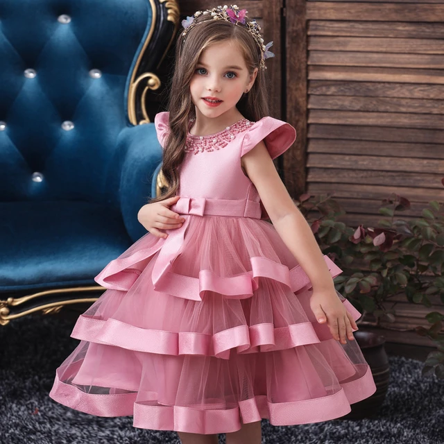 Especial De nada jugo Vestido en capas con cuentas para niñas, y boda vestidos para fiesta,  vestido de princesa de manga corta, tutú para niños, vestidos de fiesta  para niñas, cumpleaños _ - AliExpress Mobile