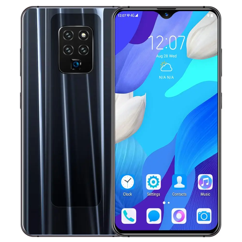 M35p, 6,3 дюймов, 4G смартфон, 6 ГБ ОЗУ, 128 Гб ПЗУ, экран капли воды, мобильный телефон, Распознавание отпечатков пальцев и лица, Разблокировка мобильного телефона - Цвет: Черный