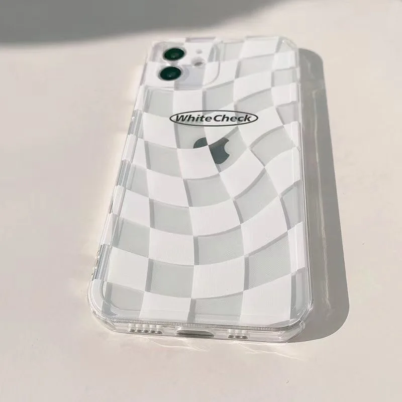 White Checkered Clear Checkered Phone Case Check Clear Phone Case