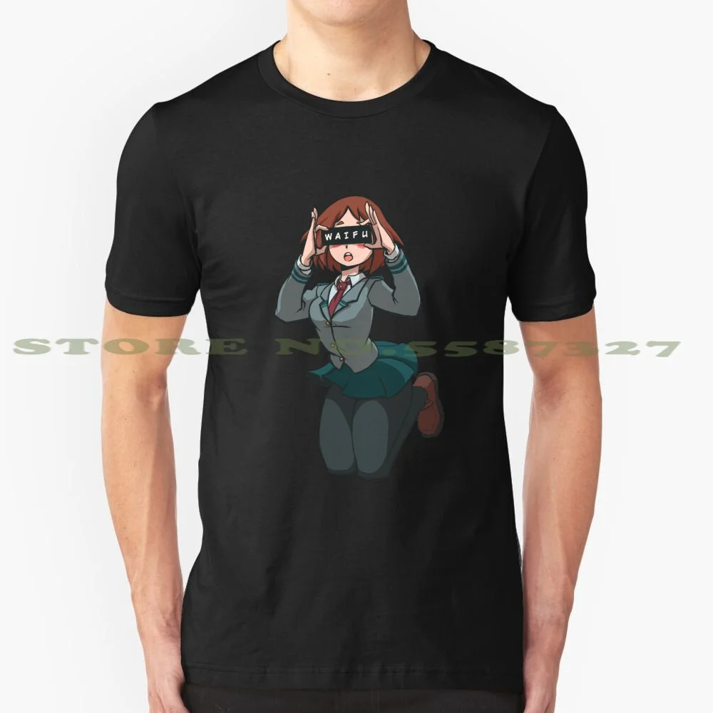 Черно-белая футболка Waifu Urakaka для мужчин и женщин Uraraka очако урарака Ochako Bnha Boku No Hero