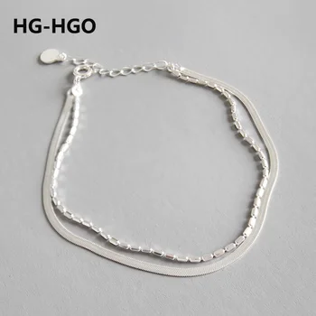 

Silver 925 Jewelry Bracelets For Women 925 Sterling Silver Double Layered Bracelet Korean Simple Women Chain Bracelets