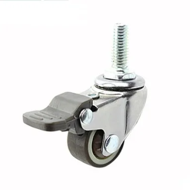 

4Pieces/Lot Wheel D:25mm M6 (1inch) Mute Universal Wheel With Brake Display Cabinets Casters(Loading 20kg)