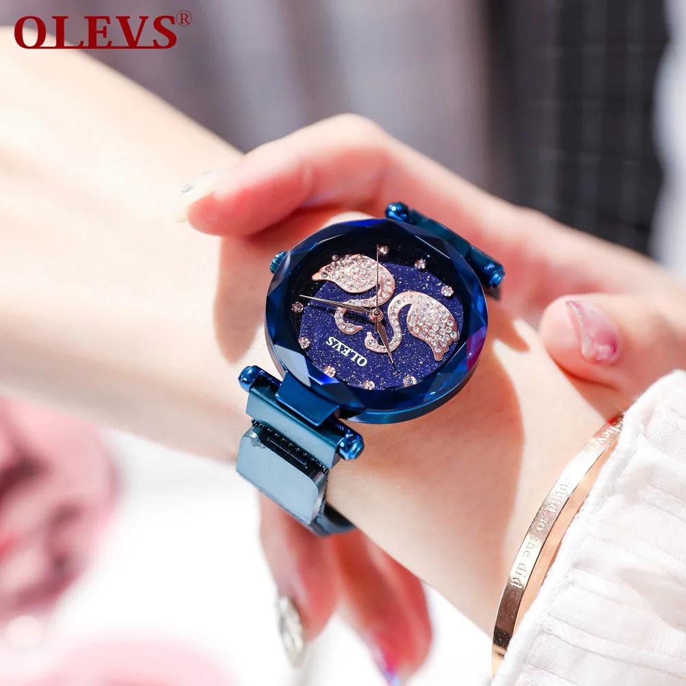 CW2145 Повседневные Женские Романтические звездное небо наручные часы кожаные со стразами, дизайнерские женские часы