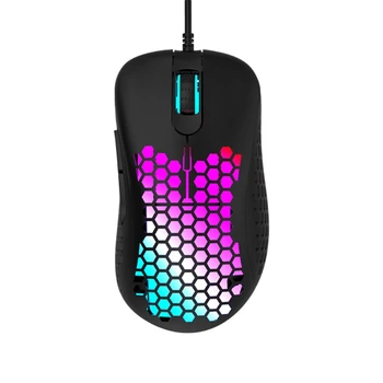 

M65 Colorful RGB Light Weight Wired Mouse Hollow-out Honeycomb Shell Gaming Mouce Mice 6 DPI Adjustable 6 Keys