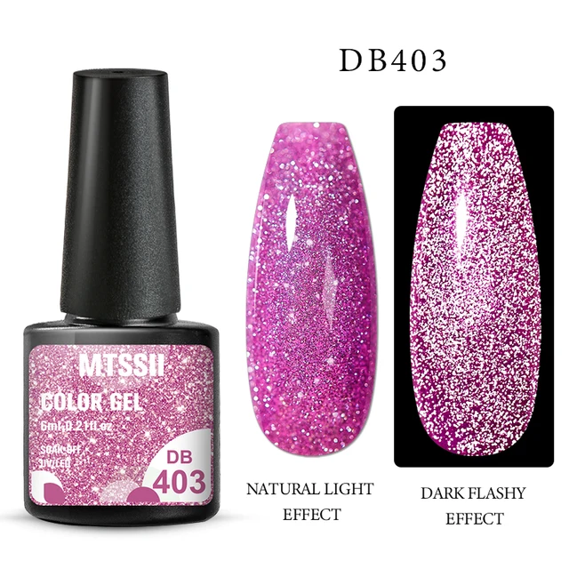 Mtssii Reflective Glitter Gel Nail Polish 6ml Sparkling Auroras Laser Nail Gel Nail Art Varnish Semi Permanent Top Base Gel Q21005 Reflective