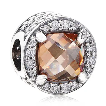 

New 925 Sterling Silver Bead Charm Radiant Grains Of Energy With Faceted Crystal Bead Fit Pandora Bracelet Bangle Diy Jewelry