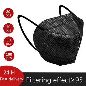 

Adults 5 Layer Black FFP2 KN95 Mascarilla Safety Respirator Mask KN95 Face Masks Mouth Personal Dustproof Reuseable Mouth Caps
