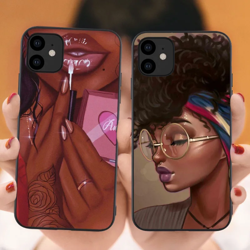 

Dirty braid Black African Art phone case for iPhones 11Pro Max SE 2020 6 6s 7 8 Plus X XR Xs Max Curls Wig Girl Silicone Cover