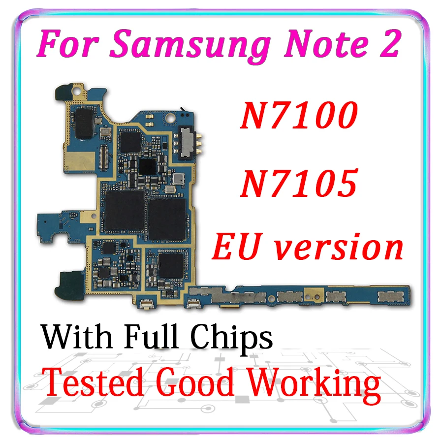 Бесплатная доставка оригинал для Samsung Note 2 N7100 N7105 материнская плата с чипами 16 Гб
