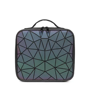 

Creative Rhombus Pu Make-up Bag Portable Hand Cosmetic Box Storage Box Multi-functional Customizable