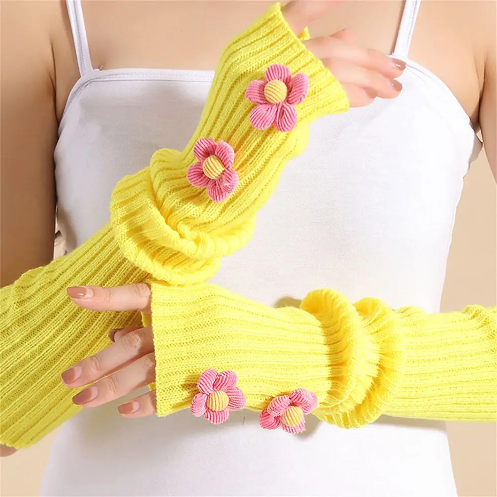 Fashion Soft Women/Girl Elbow Mittens Arm Sleeve Warmer Knitted Long Gloves Long Fingerless Gloves winter gloves for men