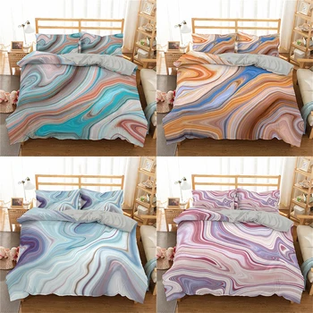 

Homesky Colorful Marble Bedding Set Quicksand Abstract Duvet Cover Art Bed Set Microfiber Home Textiles Bedspreads