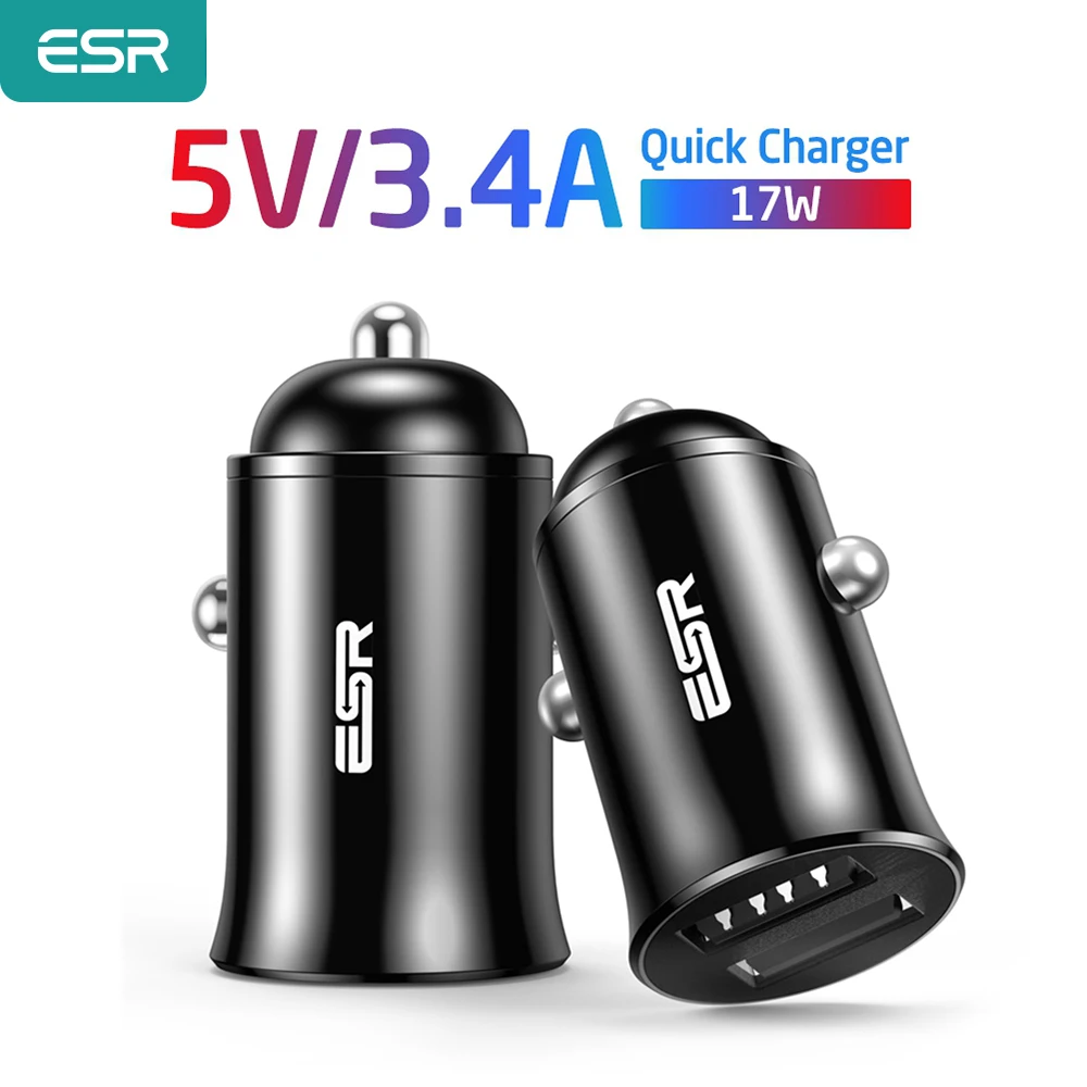 ESR зарядное устройство для автомобиля с двумя портами USB 17 Вт Быстрая зарядка Авто