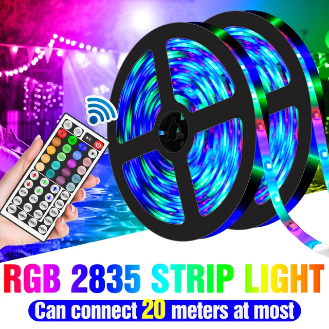 Rgb 2835 led light strip 12v ruban led lamp tape rgb lampes flexibles 5m  10m 15m 20m tv rétroéclairage pour l'éclairage de décor mur de chambre à  coucher