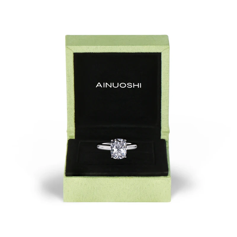 AINUOSHI 3.5ct обручальное кольцо с подушкой для женщин, 925 пробы с искусственным бриллиантом, Серебряное обручальное кольцо