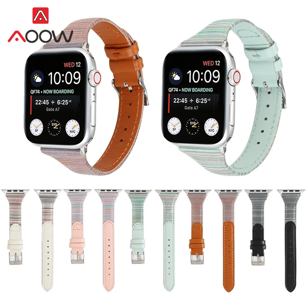 Ремешок из натуральной кожи для Apple Watch, ремешок 40 мм, 44 мм, ремешок для iwatch 38 мм, 42 мм, 1, 2, 3, 4, 5, браслет, аксессуары, ремень