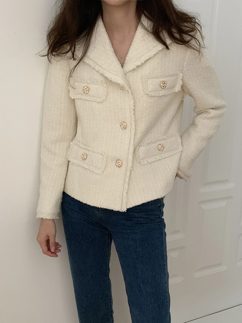 

Obrix Sweet Casual Style Spring Jacket Female V-Neck Formal Full Sleeve Single Breasted Jacket For Women