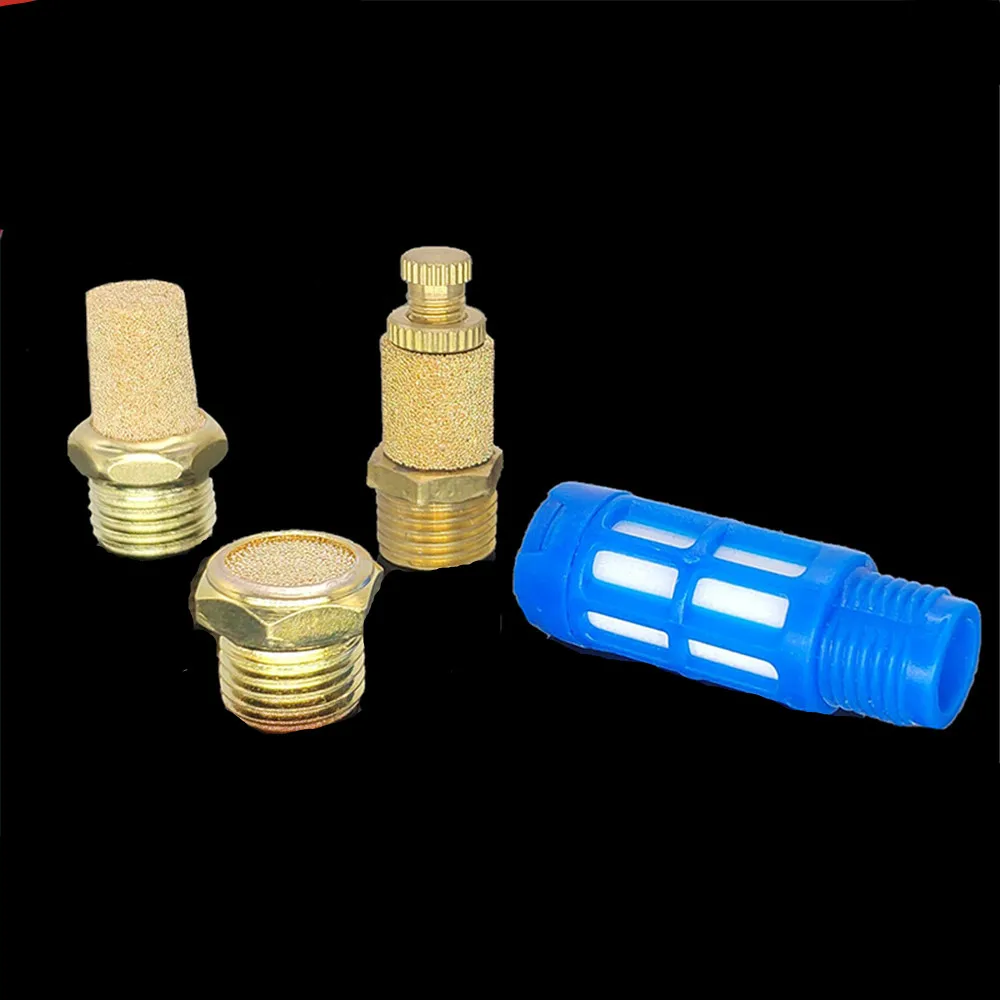 Pneumatic Muffler Full Copper Solenoid Valve Muffler Long muffler iron copper plated