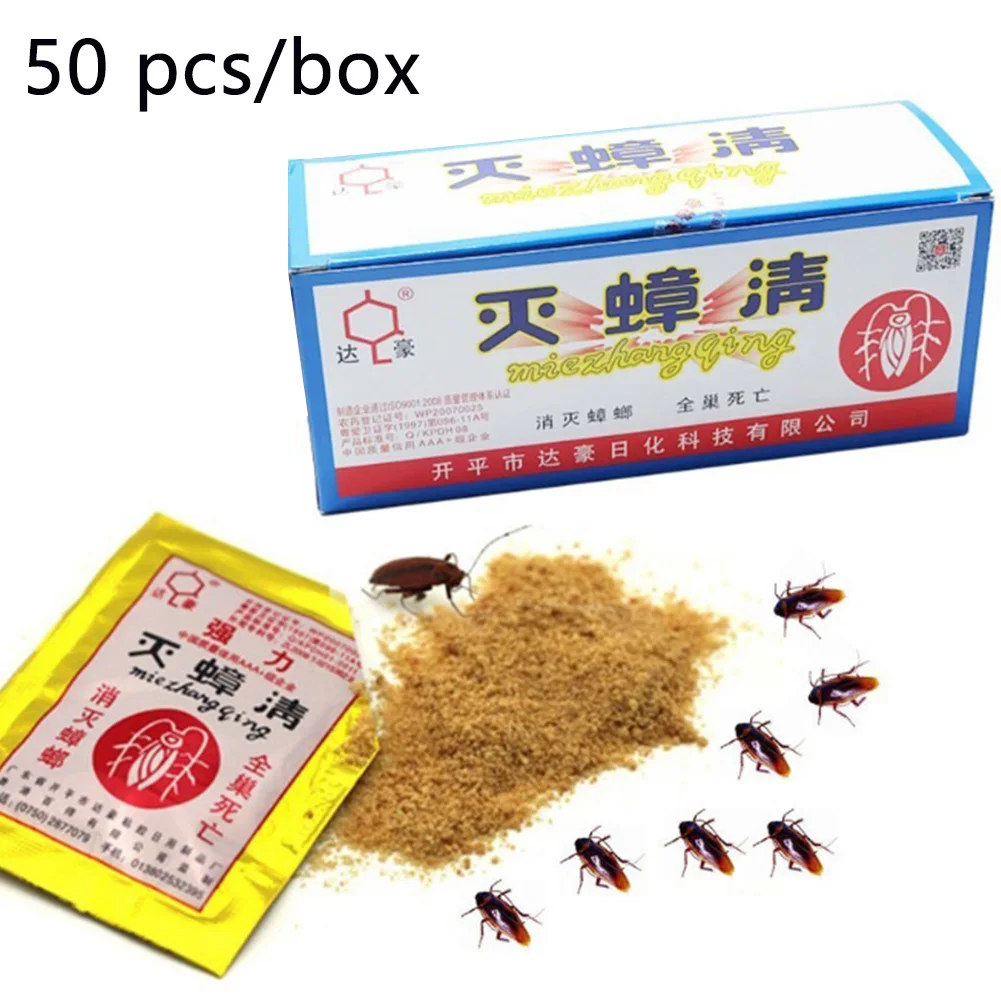 

50bag/box Spraying Roach Powder Trap Termite Drug Pest Control Home Micro Toxic Moth Insecticide Bait Cockroach Pesticide