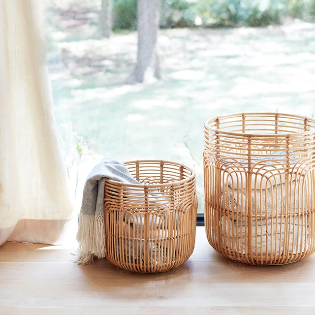Clothing Storage Basket Handmade Rattan laundry Basket