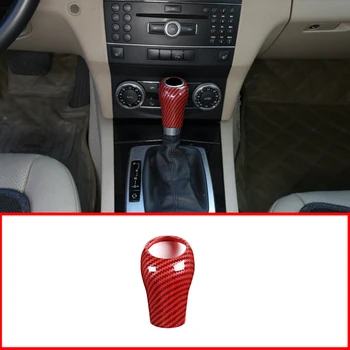 

ABS Red Carbon Fiber style Car Gear Shift Head Trim Sticker For Mercedes Benz C Class W204 E W212 GLK X204 CLS W218 A G Class