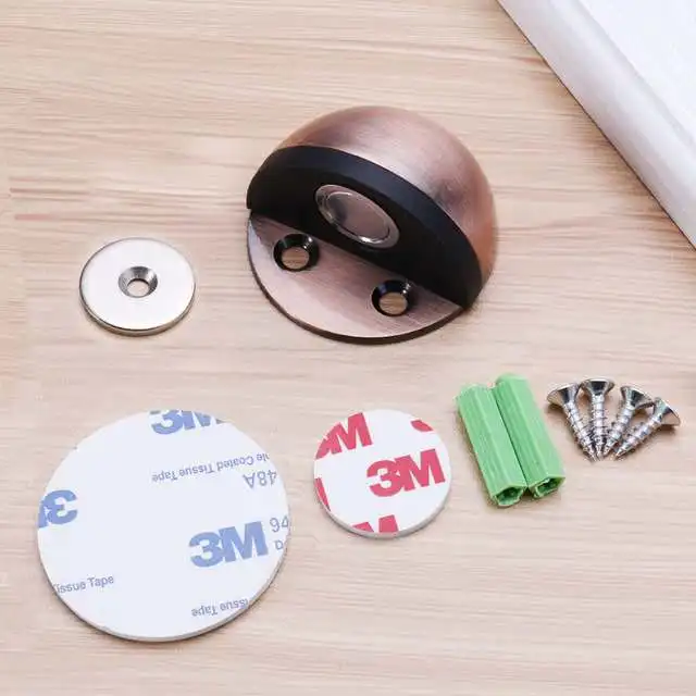 Stainless Steel  magnetic door stopper dual catch no punching  door bumper  wedge wall door stopper red bronze