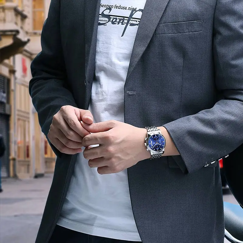 Reloj Hombre мужские часы OLMECA модные деловые мужские часы брендовые Роскошные наручные часы с ремешком из нержавеющей стали Кварцевые часы 0827