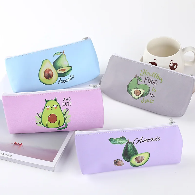 Чехол для карандашей Kawaii из искусственной кожи с принтом авокадо маленький