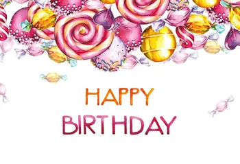

Drawing sweets wall Photo background happy birthday portrait photography backdrops for children photo studio background G-994