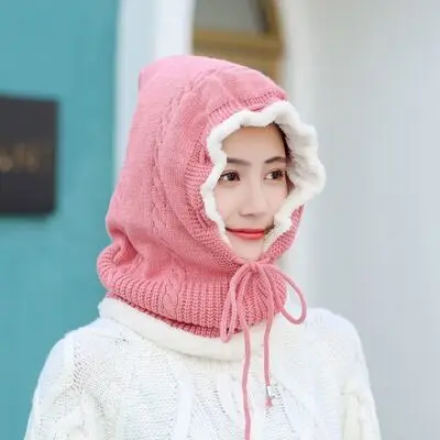 pink Зимняя вязаная шапка бини женский шарф Skullies Beanies Зимние шапки для мужчин женские шапки Gorras Bonnet маска брендовые шапки - Цвет: pink