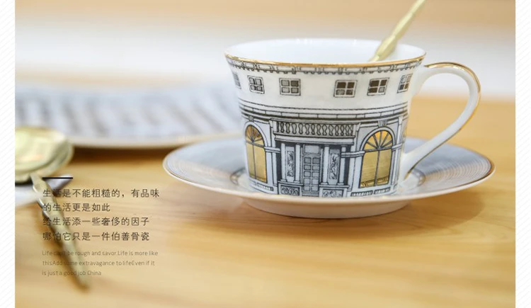 Золотой Neuschwanstein Fornasetti чайная чашка нордическая кость Золотое окно Ретро лебединый замок Классический ветер кофейная чашка блюдце кофейная кружка