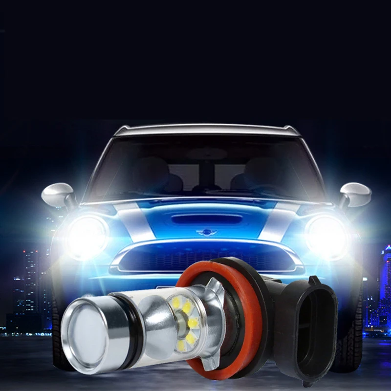 

2PCS Car LED Fog Light Bulbs H1 H3 H4 H7 H8 H11 9005 9006 9012 Led Fog Lamps 12V 24V White DRL Daytime Running Light 100W 20SMD