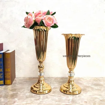 

10pcs ) new style Gold Metal Wedding Flower Vase,Flower Stand for Table Centerpiece