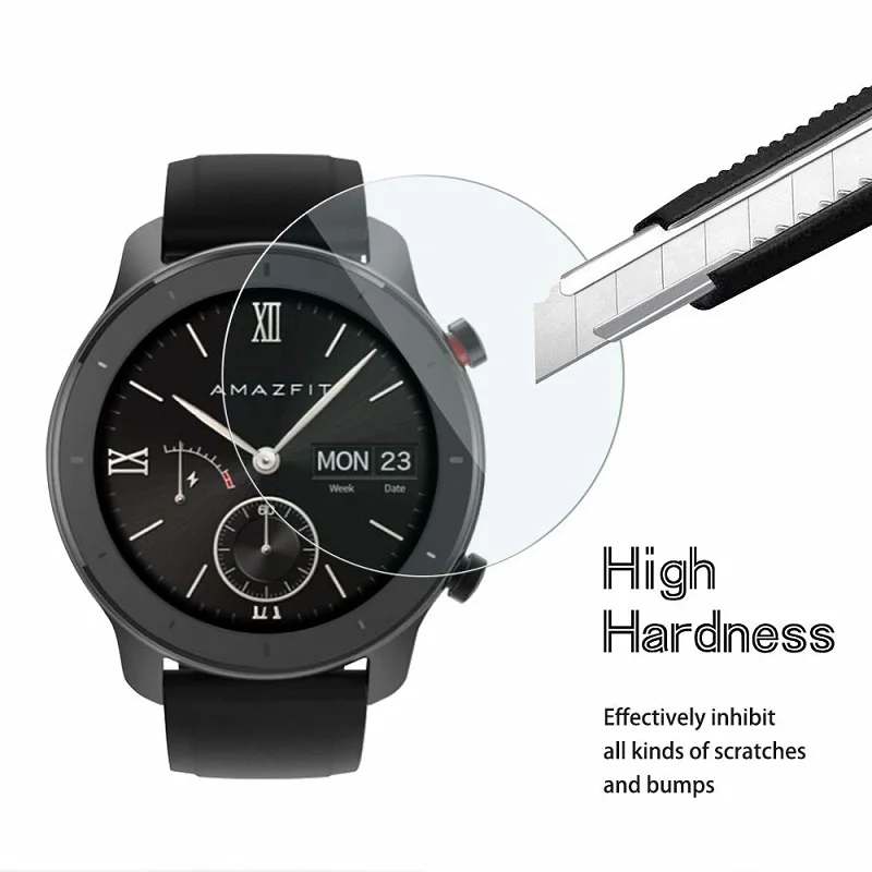 For Xiaomi Huami Amazfit GTR 42mm 47mm Tempered Glass Screen Protector Film for Xiaomi Huami Amazfit GTR Smart Watch Glass Films Apple Watch Screen Protector Watch Screen Protector Case Watch Accessories Watch Screen Protector Watch Cover Watch Protective Cover Glass Cover Watch Accessory