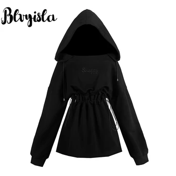 

Blvyisla Black Gotic Style Witch Lazy Slim Waist Hoodies Tops Lady Small Size Cosplay Halloween Pullovers Sweatshirts