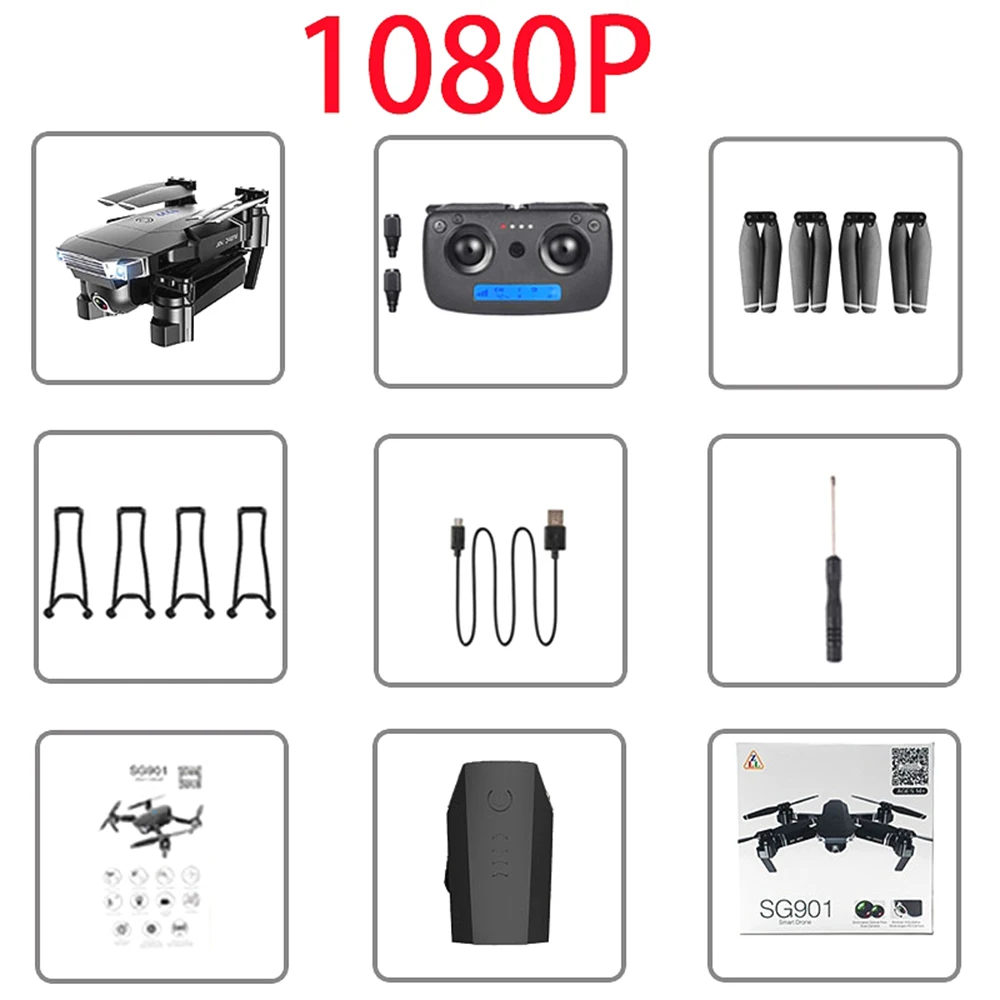 Дрон SG901 4K Rc камера HD 1080P WiFi fpv Дрон с Квадрокоптер с камерой полета 20 минут следования за мной Дрон камера Дрон квадрокоптер с камерой профессиона квадрокоптер с камерой квадракоптер квадрокоптер - Цвет: 1080P gift box