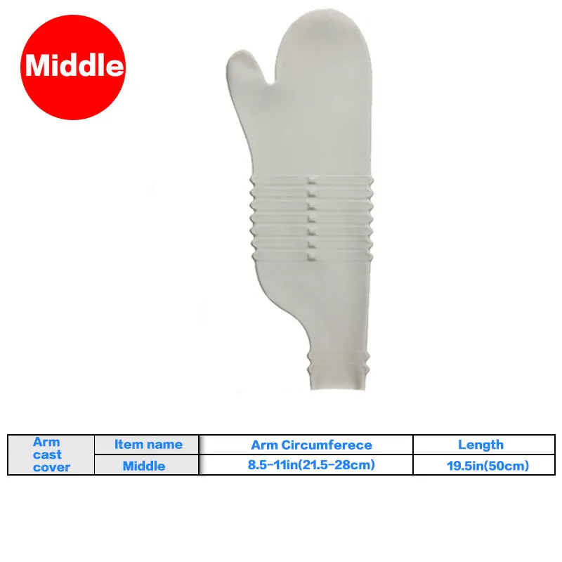 hand cover middle Водонепроницаемый литой бинт для ног, защита для ног, массажер для хирургии, перелом РАН, наколенник для ног, многоразовый чехол для душа, Длинная нога - Цвет: hand cover middle