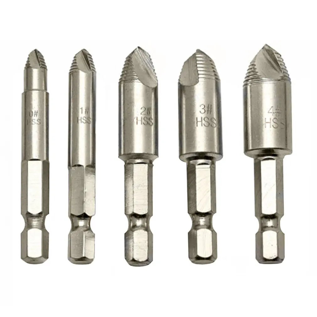 5pcs Broken Head Screw Extractor High Speed Steel Chrome Sliding Tooth Wire Faucet Wood Removal Tool | Инструменты