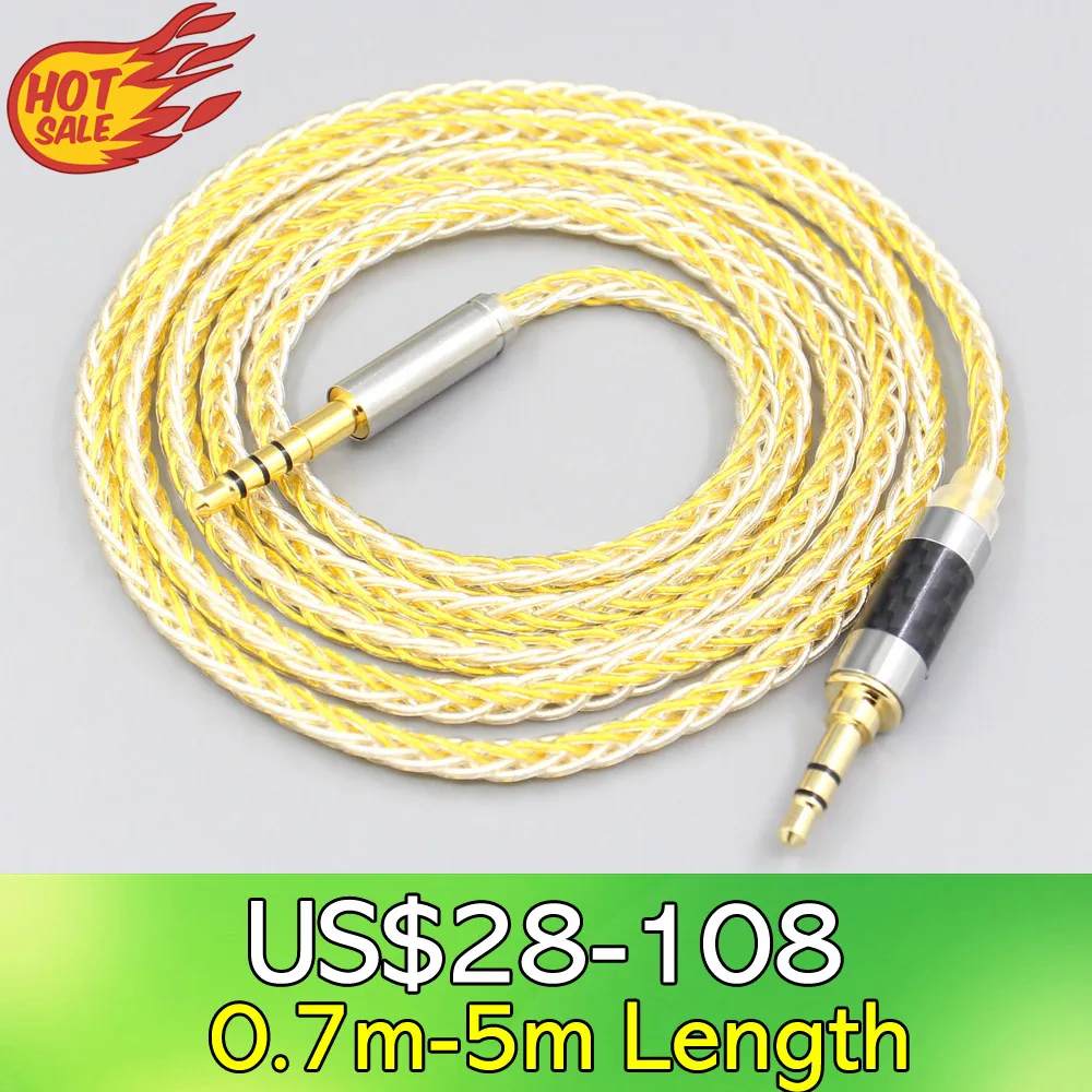 

LN007270 8 Core Silver Gold Plated Earphone Cable For Audio Technica ATH-WS660BT WS990BT WS1100iS ATH-M50xBT SR50 SR50BT