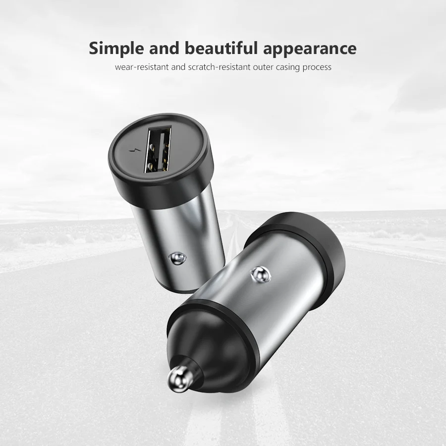 CBAOOO USB 2A Car Charger For iPhone X 8 7 6 metal Fast Car Phone Charger USB Phone Charger in car for Samsung Xiaomi Huawei