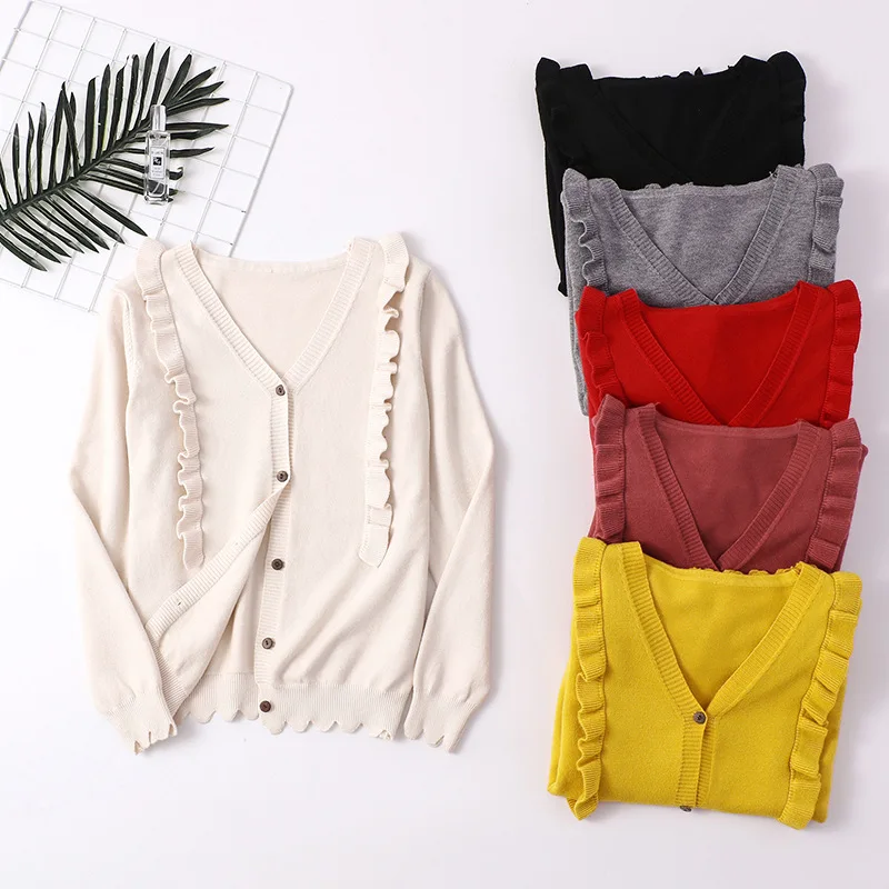 

Knitted Cardigan sweater Women 2019 Autumn Winter Simple Solid Straight Bottom Clothing Sweater Fashion Cardigan for Female