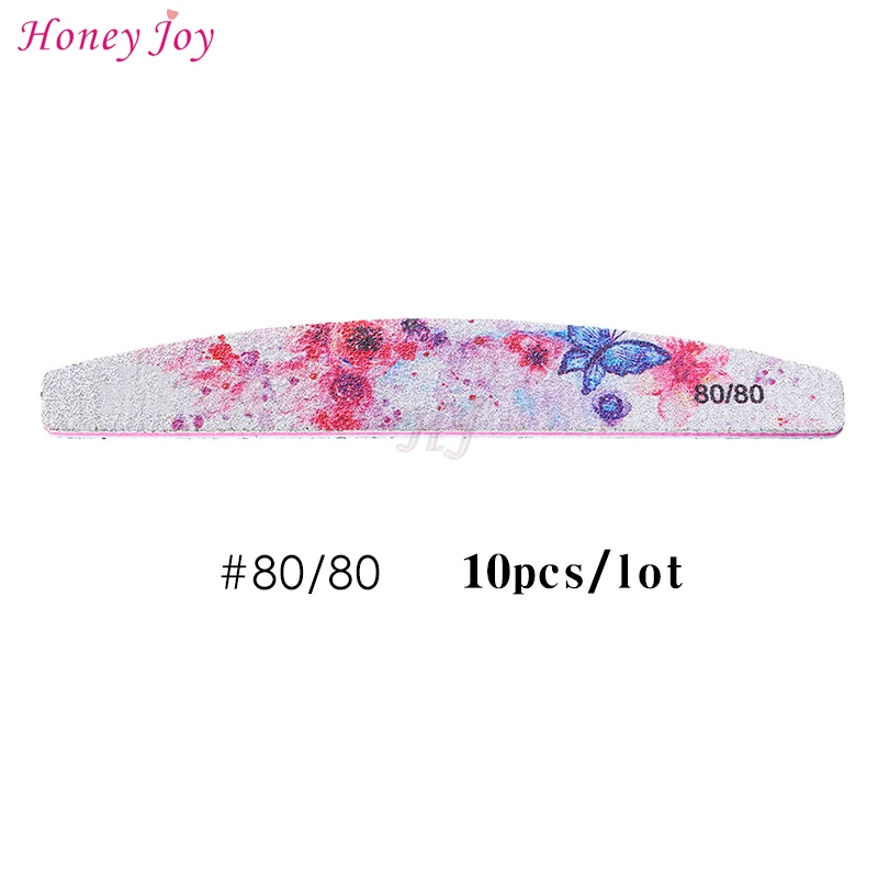 10 pcs Grit 80 Зернистость#80/#100/#180 кривая двухсторонняя пилочка для ногтей наждачная доска буфер шлифовальный блок лак моющийся файл маникюрные инструменты - Цвет: 10 pcs Grit 80