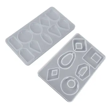 

2 Pcs/set New DIY Crystal Epoxy Mould UV Resin Necklace Pendant Earrings Jewelry Making Silicone Mold