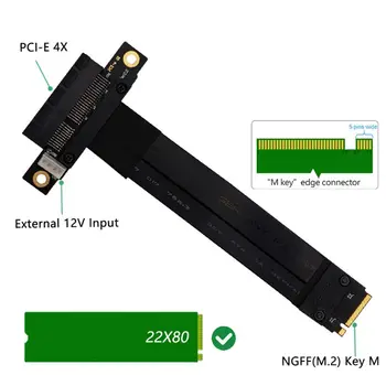 

Riser PCIe x4 3.0 PCI-E 4x To M.2 NVMe M Key 2280 Riser Card Gen3.0 Cable M2 Key-M PCI-Express Extension cord 32G/bps