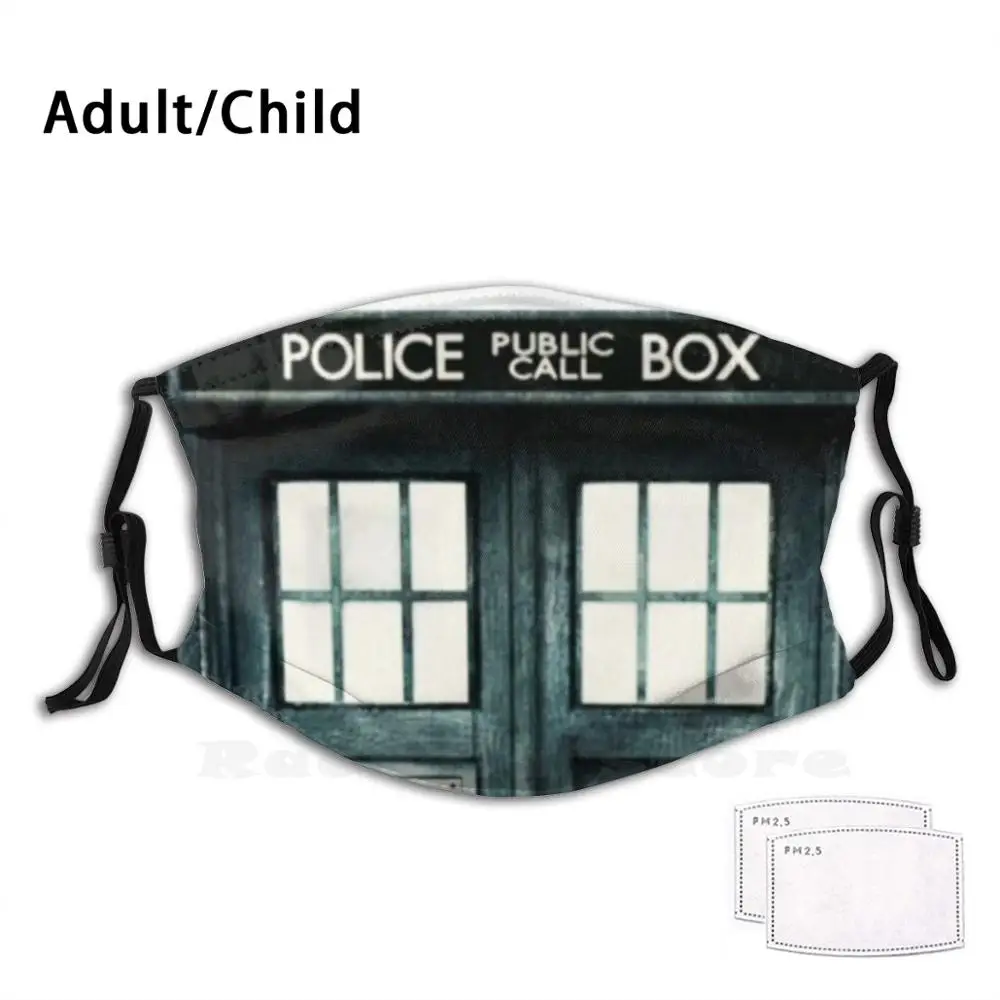Маска для лица Tardis многоразовая с забавным принтом Pm2.2978 | Аксессуары одежды