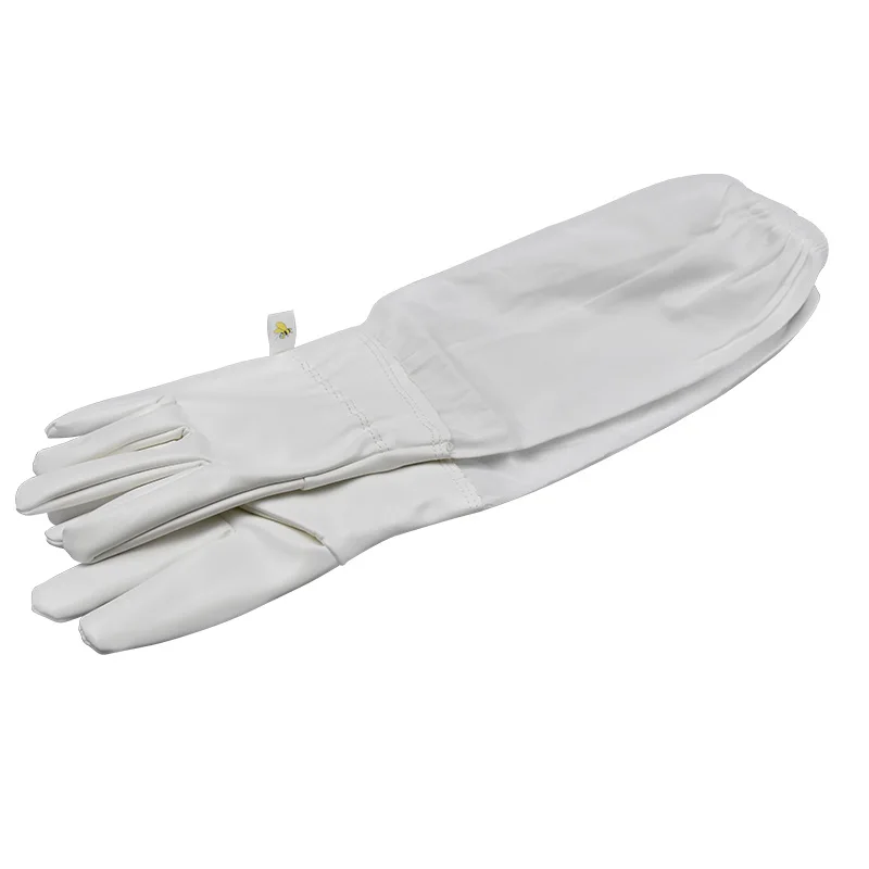 Beekeeping gloves Protective Sleeves Professional white Artificial leather and cloth for Apiculture beekeeping gloves