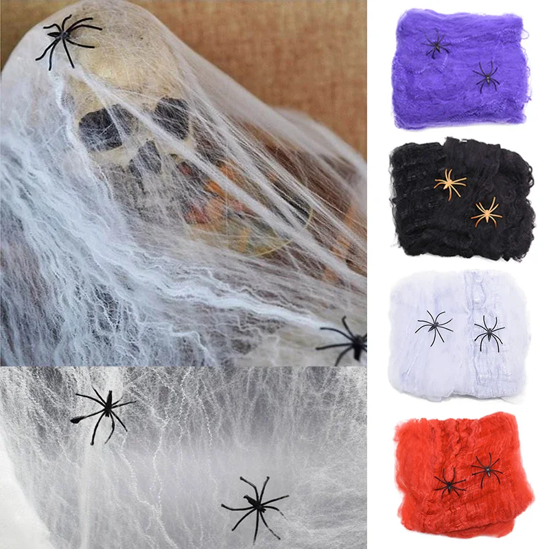 Halloween Party Spider Web Cobweb 20g Stretchable Spider Web Spiders for Horror Halloween Decoration Haunted House Scene Props 8