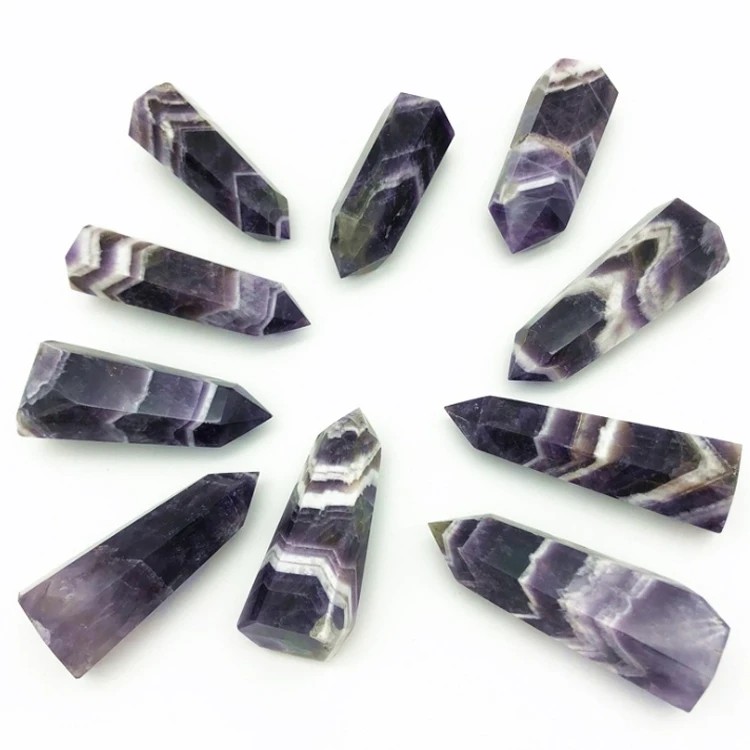 

A large 50- 60mm dream Amethyst Quartz Crystal Wand Point Healing Stone for sale 100% Natural